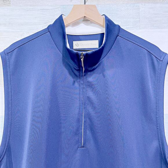 Donald Ross Falkirk Vest Navy Blue 1/4 Zip Pockets Performance Tech Golf Mens XL - Picture 2 of 6